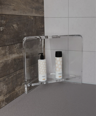 Shower corner stool with shelf - Prismatic Furnishings