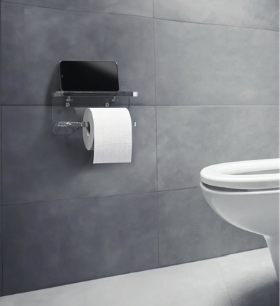 Toilet paper holder with shelf - Prismatic Furnishings